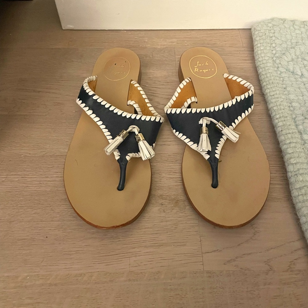 Jack Rogers Navy and White Sandals Size 8.5